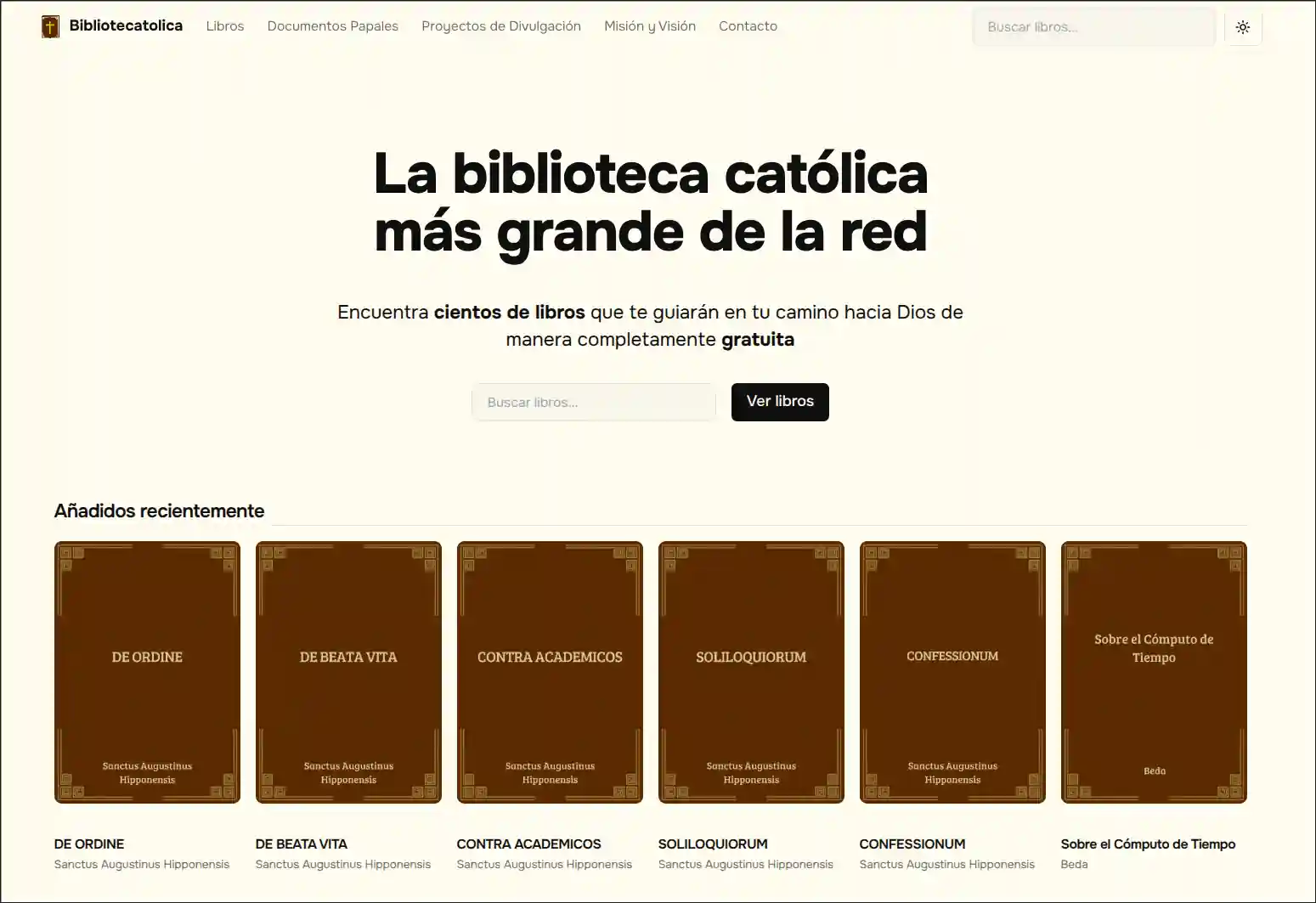 Imagen de la landing page de Bibliotecatolica